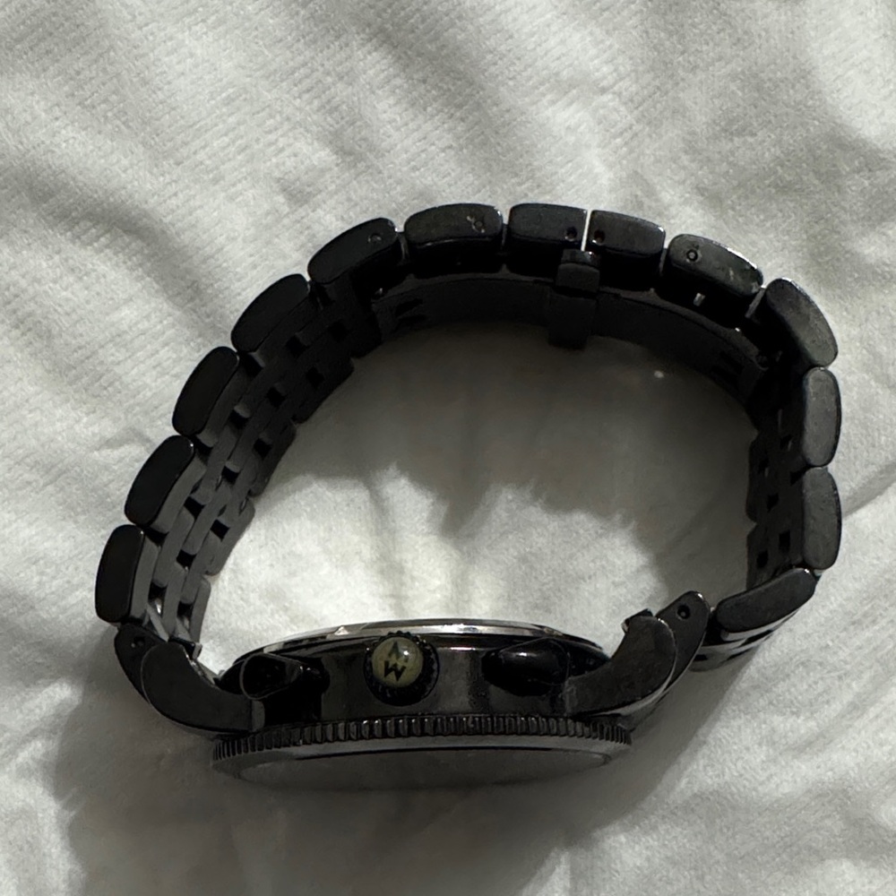 Black Metal Watch with Silver Accents